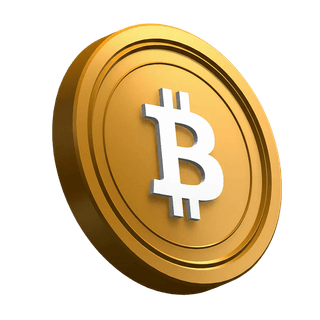 Como elemento gráfico en la sección hero, una moneda Bitcoin BTC en posición inclinada